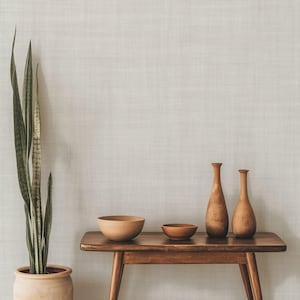 Modern Boho Neutral Beige Linen Texture Peel and Stick Wallpaper, Japandi Coastal Home Decor, Temporary Renters Removable Wall Paper