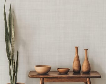 Modern Boho Neutral Beige Linen Texture Peel and Stick Wallpaper, Japandi Coastal Home Decor, Temporary Renters Removable Wall Paper