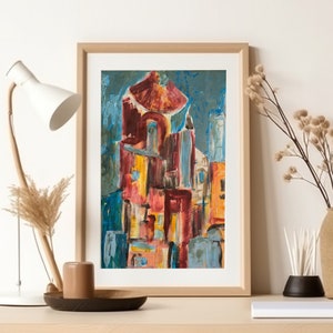 Abstract Art Print, Original Colorful Abstract Wall Art Abstract, Modern Structure Art, Abstract Building, 5x7 8x10 11x14 12x16 12x18 Print
