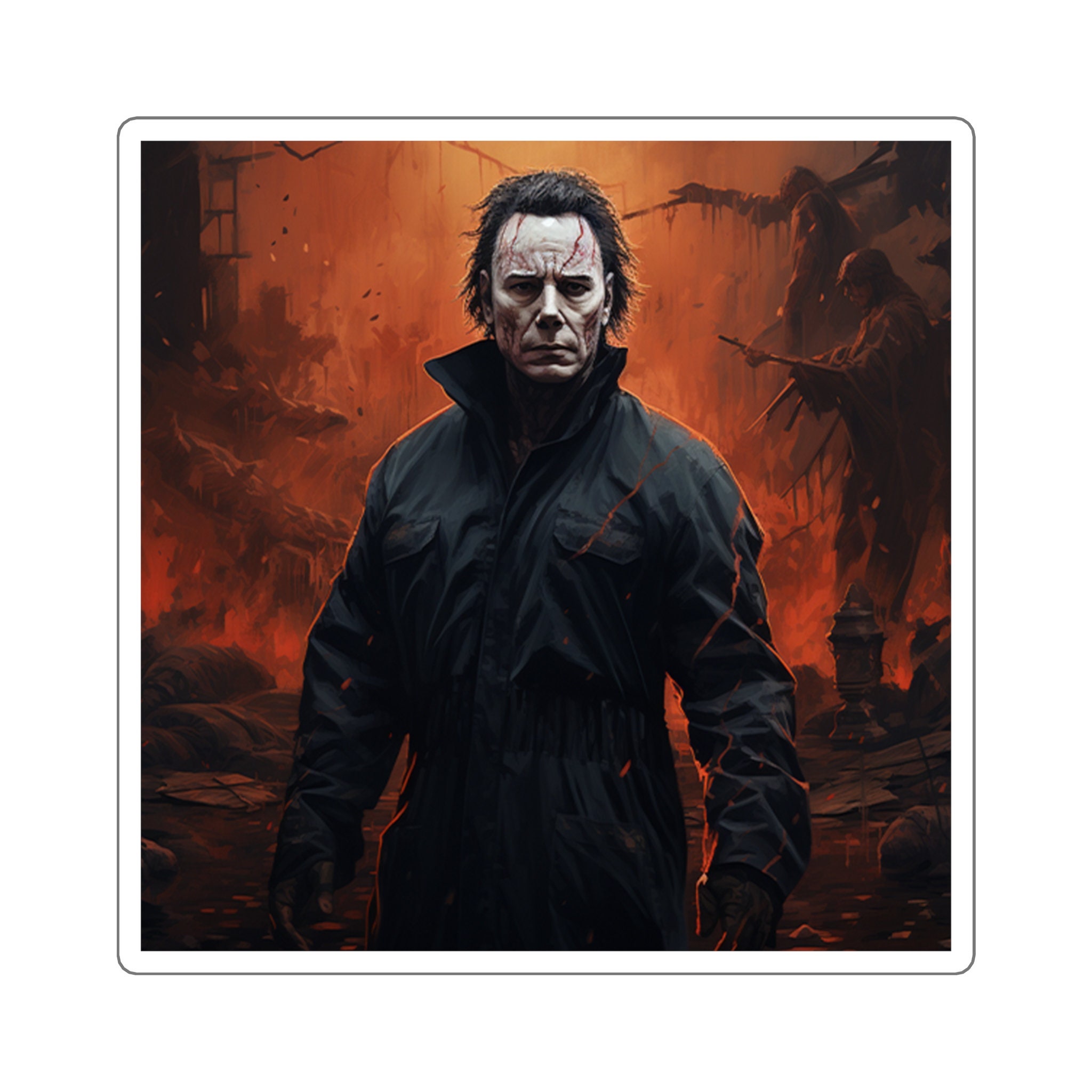 Halloween Theme Michael Myers Square Stickers Horror Movie Decor Square