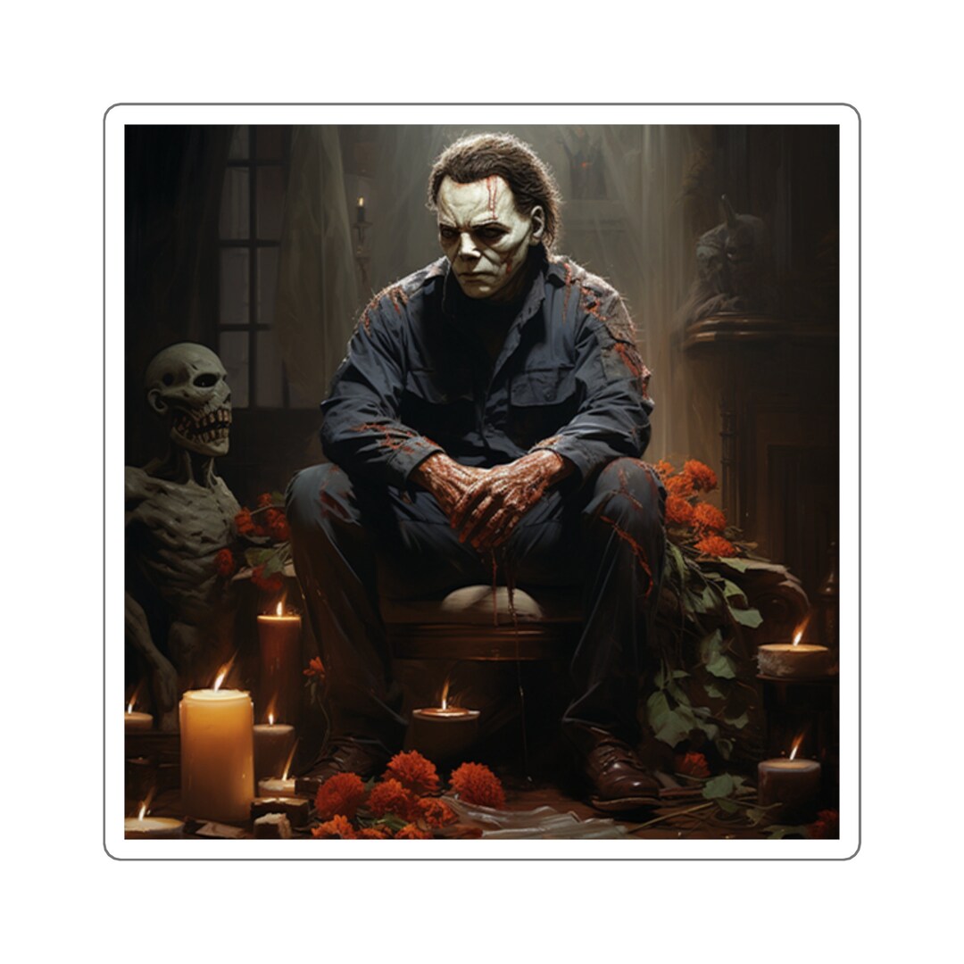 Halloween Theme Michael Myers Square Stickers Horror Movie Decor Square