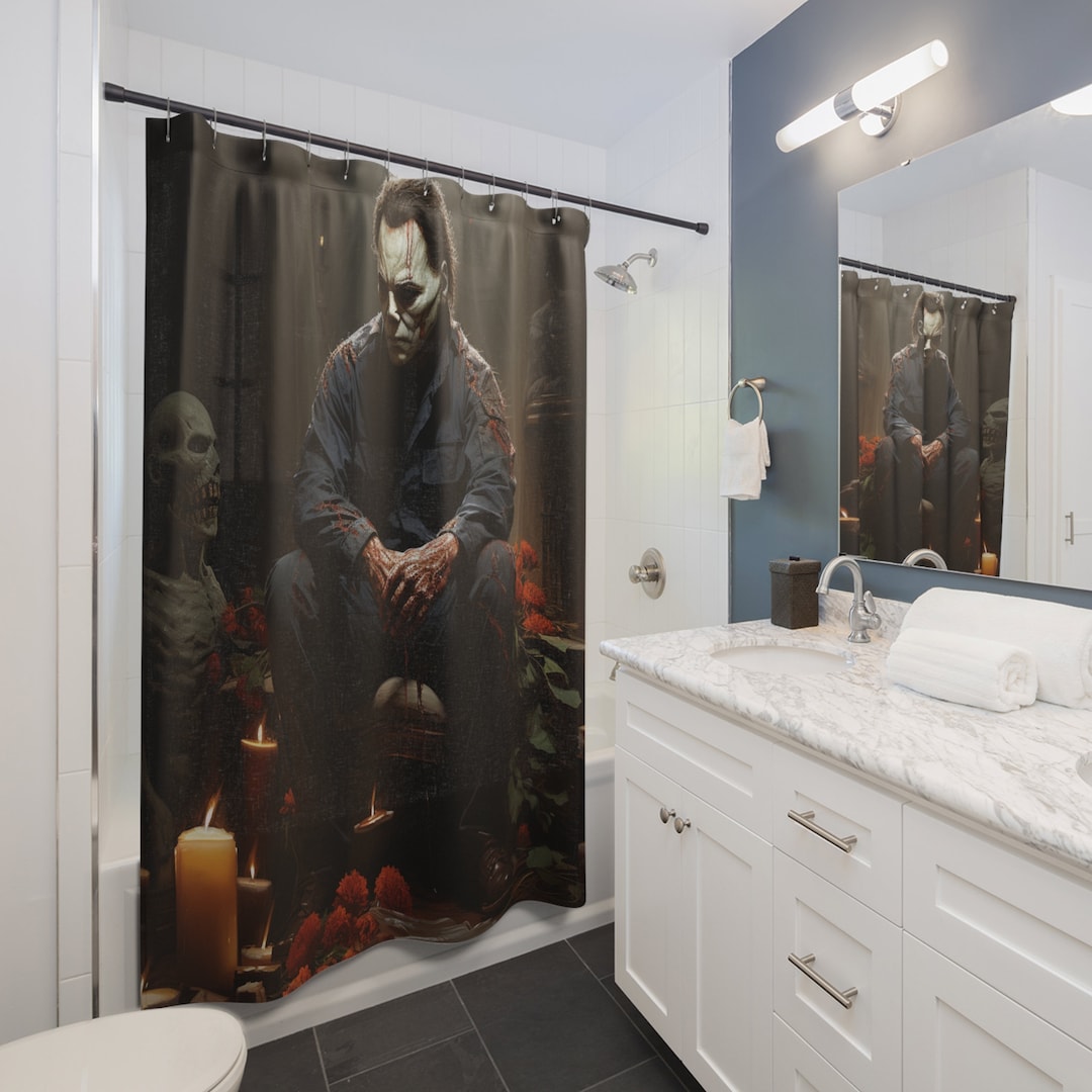 Halloween Theme Michael Myers Shower Curtain Horror Movie Bathroom