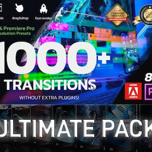 1000+ Premiere Pro Seamless Transitions Preset Pack, Glitch FX, Filmmaking library, Editor, Premiere Pro Animated Lower Third