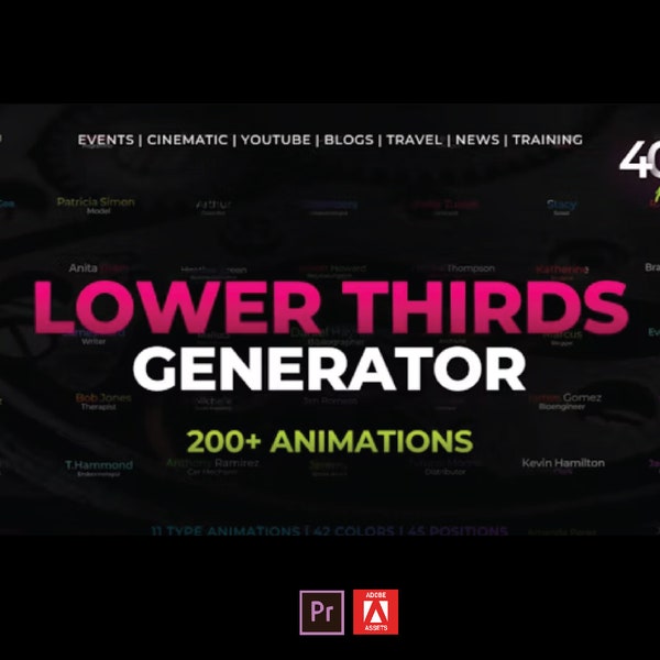 Lower Thirds Generator Pack Bundle Plugin Template | Titles, Texts, Names, Lower Third, Name Tags, Subtitle, Title | for Adobe Premiere Pro