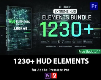 1230+ Extreme HUD Elements Bundle UI Pack | Titles, Element, Technology, Graphics, Effects, Future, Overlay | for Adobe Premiere Pro