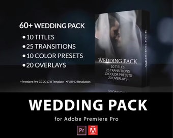 60+ Wedding Pack: Titles, Transitions, Color Presets | Wedding Photographer, Videographer, Prewedding, Template, Bundle | Adobe Premiere Pro