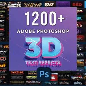 1200+ Pacchetto Effetti Testo 3D / per Adobe Photoshop / Titolo Poster PSD Font Titolo Modificabile Pacchetto Lusso