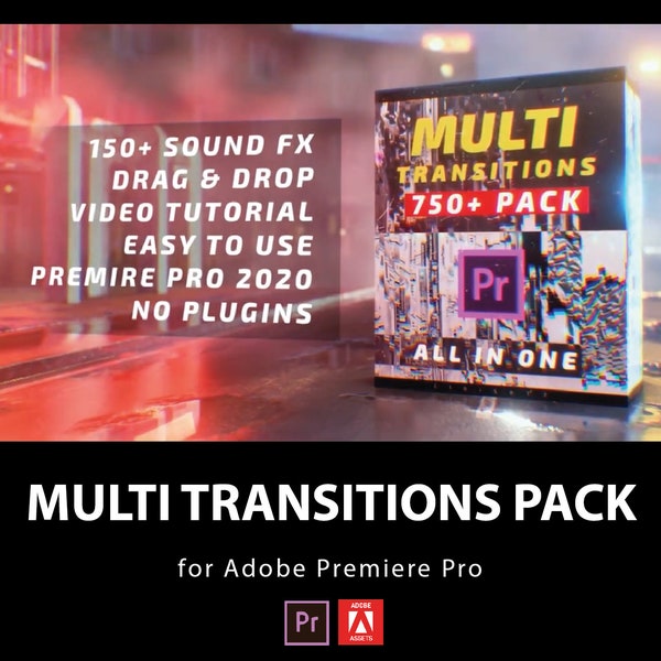 750+ Multi Transitions Pack | Transitions, Sound Effects, SFX, Drag and Drop, Video Transition, Template, Presets | Adobe Premiere Pro