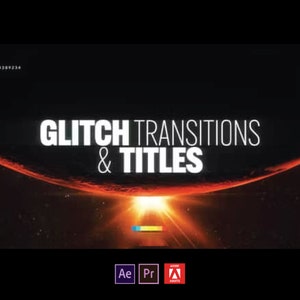 Más de 200 transiciones con fallas con títulos de texto / Flash, textos con fallas, títulos, cinemáticas, transiciones / para Adobe Premiere Pro y After Effects imagen 1