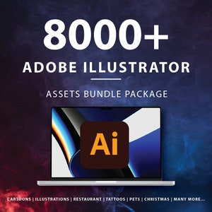 8000+ Adobe Illustrator Assets MEGA Package Bundle | Assets, Illustrations, Logo, T-Shirt, Tattoo, Poster, Flyers, Asset | Graphic Designers