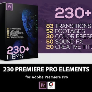 230+ Premiere Pro Elements Big Pack Bundle Template | Adobe Premiere Pro | Transitions, Footages, Color Presets, Sounds FX, Creative Titles