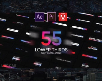 55 Modern Lower Thirds for Premiere Pro and Aftereffects Template Pack Bundle | Title, Modern, Stylist, Subtitle, Text, Animation