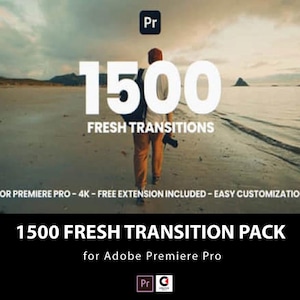 1500 Transition Bundle Pack Presets |Particles, Light Effects, Glitch, Graphic Split, Distortion, Fade In Out Video | Adobe Premiere Pro