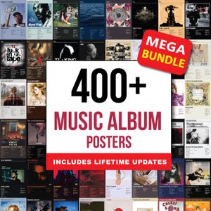 400+ Musikalbum Cover Poster Bundle - Minimalistische Album Kunst-Drucke, digitale Album Artwork-Downloads, Musikposter-Sammlung, Wand-Dekor-Kit