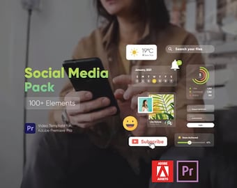 100+ SOCIAL MEDIA PACK | Elements, Icons, Animation, Youtube, Instagram, Facebook, Tiktok, Likes, Template, Plugin | for Adobe Premiere Pro