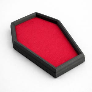 Coffin Dice Rolling Tray – Felt-Lined 3D Printed Tray for D&D and RPG Games Red