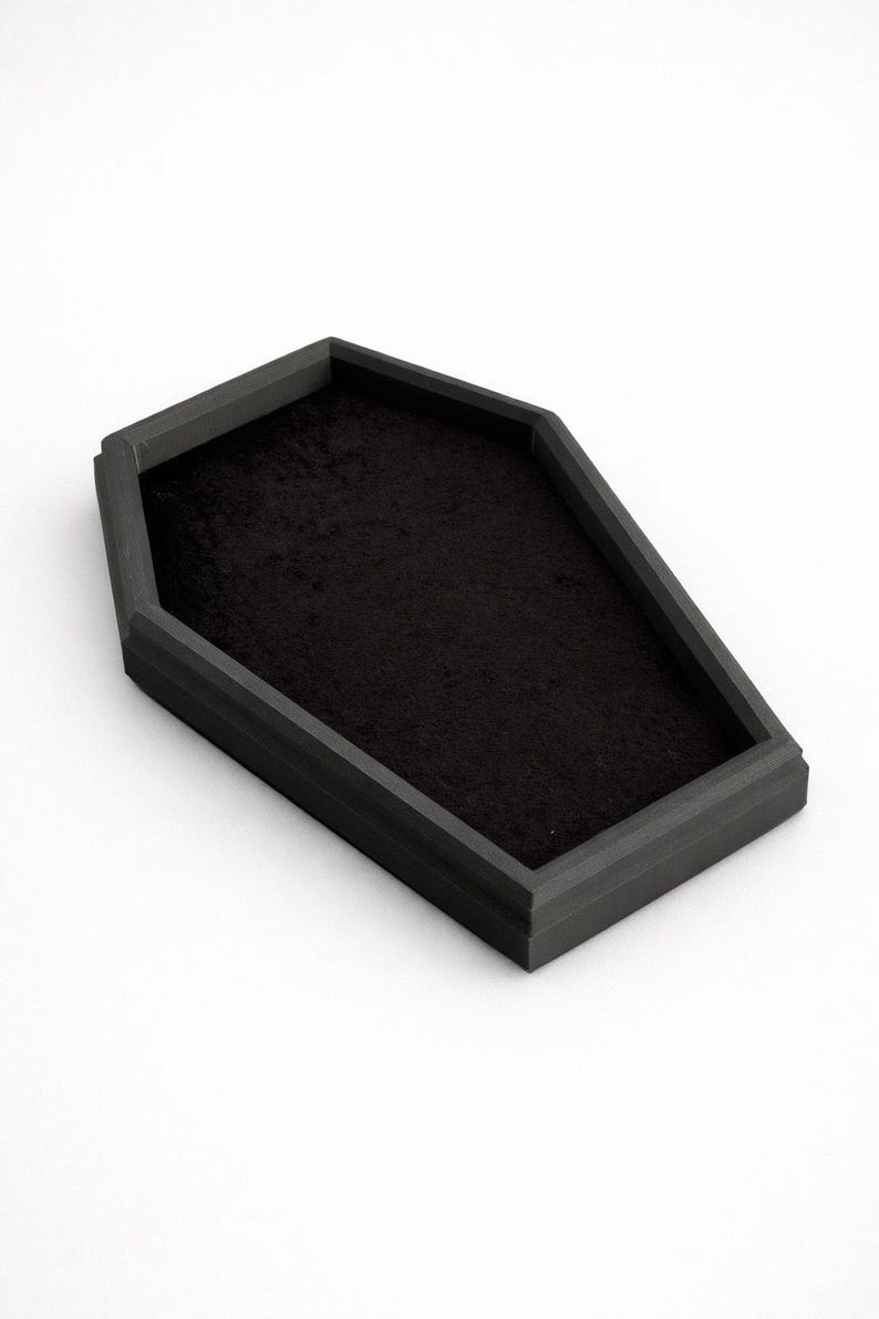 Coffin Dice Rolling Tray – Felt-Lined 3D Printed Tray for D&D and RPG Games Black