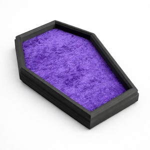 Coffin Dice Rolling Tray – Felt-Lined 3D Printed Tray for D&D and RPG Games Purple