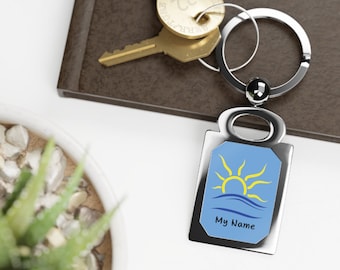 Rechteckiger Schlüsselanhänger mit FKK Symbol, Nudist Lebensstil