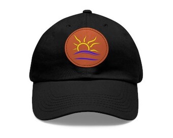 Black Unisex Dad Hat Naturist Symbol Leather Patch, nudist lifestyle