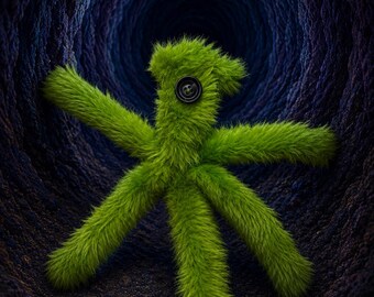 Fuzzy Handmade Halloween themed Coraline Squid