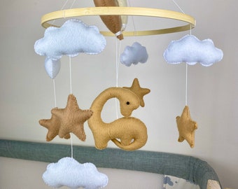 Baby mobile with cloud, Dino nursery decor, Personalized mobile with a cute dinosaur, Felt baby mobile, Baby mobile, Dinosaur mobile