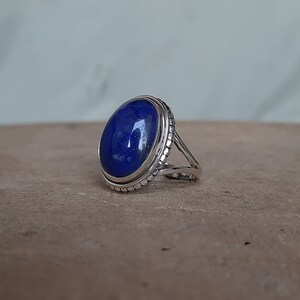 Lapis Lazuli Ring, Blue Lapis Ring, Handmade Ring, Statement Ring, 925 Sterling Silver Ring, Lapis Lazuli Jewelry, Anniversary Gift for Wife