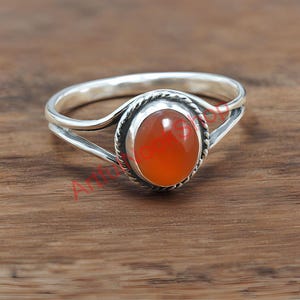 Natural Red Carnelian Stone Ring, 925 Sterling Silver Ring, Engagement Rings for Women, Carnelian Jewelry, Christmas Wedding Gifts for Her