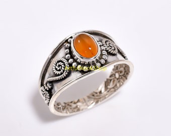 Carnelian Ring, Red Stone Ring, 925 Sterling Silver Ring, Handmade Ring, Handmade Jewelry, Red Carnelian Ring, Carnelian Jewelry