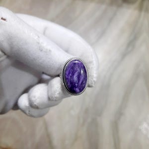 Purple Charoite Ring, Purple Stone Ring, 925 Sterling Silver Ring, Handmade Statement Ring, Stacking Ring, Wedding Jewelry, Gift for Her