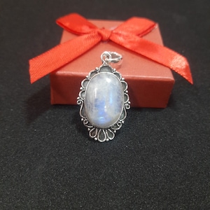 Large Rainbow Moonstone Pendant, 925 Sterling Silver Pendant, Statement Pendant, Handmade Design Pendant, Christmas Gift Jewelry for Women