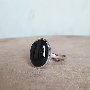 Black Onyx Ring, Onyx Ring, Large Onyx Ring, Oval Onyx Ring, Pure 925 Sterling Silver Ring, Bold Statement Ring, Christmas Gift for Her