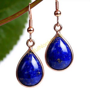Natural Blue Lapis Lazuli Stone Earrings 925 Sterling Silver 18K Rose Gold Plated Earrings Dangle Earrings Wedding Gift Jewelry for Women