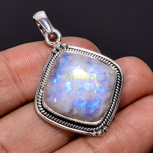 Moonstone Pendant Moonstone Necklace 925 Sterling Silver Pendant Statement Pendant Necklace Chain Necklace Moonstone Jewelry Gift for Her