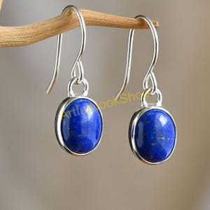 Natural Lapis Lazuli Earrings, Blue Stone Earrings, 925 Sterling Silver Earrings, Dangle Earrings, Handmade Earrings, Gift Jewelry for Women