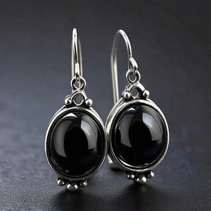 Black Onyx Earrings, Onyx Earrings, Black Stone Earrings, 925 Sterling Silver Earrings, Dangle Earrings, Wedding Gifts Jewelry for Women