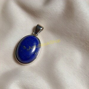Natural Lapis Lazuli Gemstone Pendant, Blue Stone Pendant, 925 Sterling Silver Pendant, Lapis Lazuli Birthday Gift Jewelry for Women