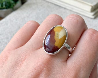 Mookaite Ring, 925 Sterling Silver Ring, Large Stone Statement Ring, Handmade Ring, Statement Ring, Mookaite Birthday Gift Jewelry for Women