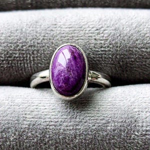 Purple Charoite Gemstone Ring 925 Sterling Silver Ring Handmade Statement Ring Boho Ring Promise Ring for Her, Charoite Gift Jewelry For Her