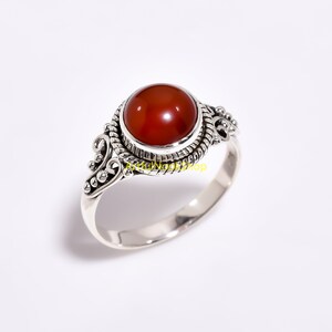 Natural Carnelian Gemstone Ring Red Stone Ring 925 Sterling Silver Ring Handmade Design Ring Engagement Rings Wedding Gift Jewelry for Women