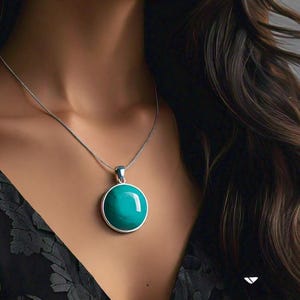Blue Turquoise Stone Pendant, 925 Sterling Silver Pendant, Chain Pendant Necklace for Women, Valentines Day Birthday Gift Jewelry for Her