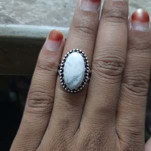 White Stone Ring - Etsy