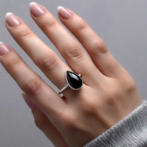 Black Onyx Ring, Onyx Ring, Black Stone Ring, 925 Sterling Silver Design Ring, Statement Ring, Handmade Ring, Black Onyx Jewelry for Women