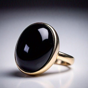 Black Onyx Gold Ring, Black Stone Ring, Onyx Ring, 925 Sterling Silver Gold Plated Ring, Statement Ring, Wedding Gift Jewelry for Women