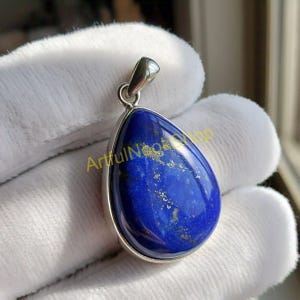 Natural Lapis Lazuli Pendant, Blue Lapis Stone Pendant, 925 Sterling Silver Pendant, Statement Pendant, Lapis Jewelry, Birthday Gift for Her