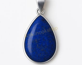 Pear Shape Blue Lapis Lazuli Pendant 925 Sterling Silver Pendant Handmade Statement Pendant Christmas Birthday Gift Jewelry For Women