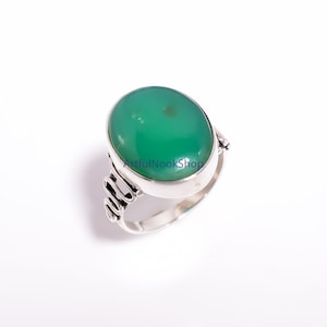 Green Onyx Ring 925 Sterling Silver Ring Gemstone Ring Green Stone Ring Statement Ring Handmade Ring Unique Design Ring Valentines Day Gift