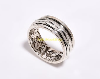 Anxiety Ring Fidget Spinner Ring Handmade Ring Thumb Ring 925 Sterling Silver Spinner Ring Silver Fidget Ring Band Ring Design Spinner Ring