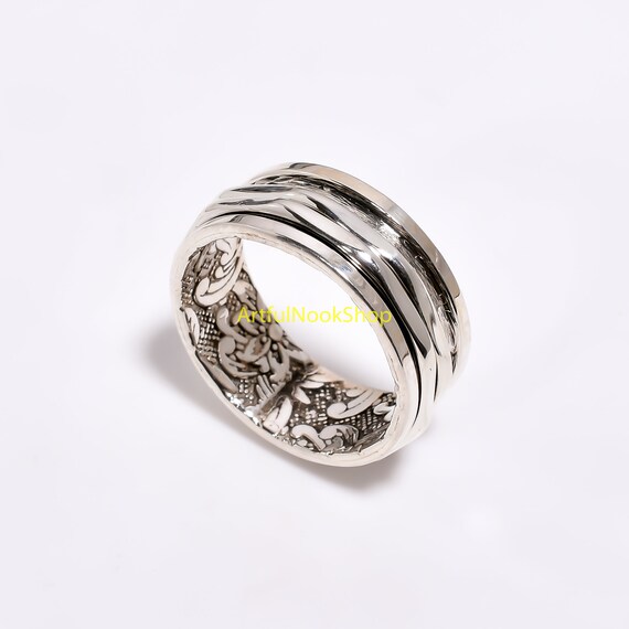 Anxiety Ring Fidget Spinner Ring Handmade Ring Thumb Ring 925 Sterling Silver Spinner Ring Silver Fidget Ring Band Ring Design Spinner Ring
