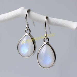 Blue Moonstone Earrings, 925 Sterling Silver Earrings, Dangle Earrings, Handmade Earrings, Moonstone Jewelry, Christmas Gift Jewelry for Her